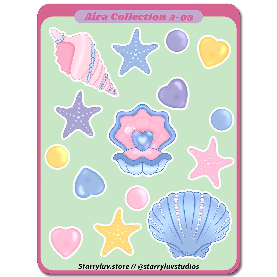 AIRA Seashells - Cute Stickers Sheet