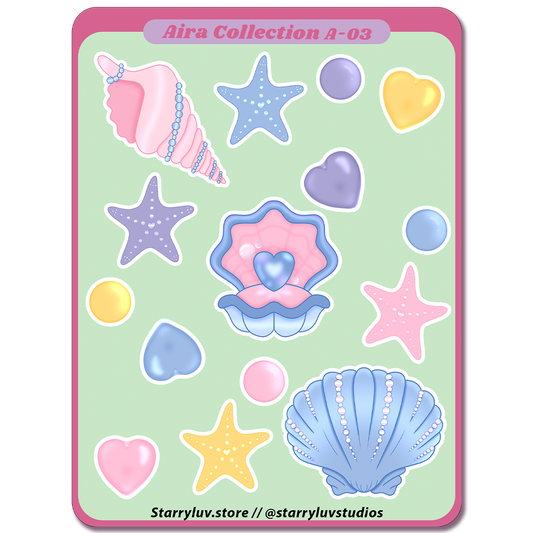 AIRA Seashells - Cute Stickers Sheet