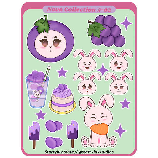 LUNA & Grape - Cute Stickers Sheet