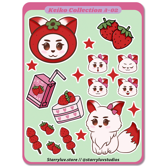 ROXY & Strawberry - Cute Stickers Sheet