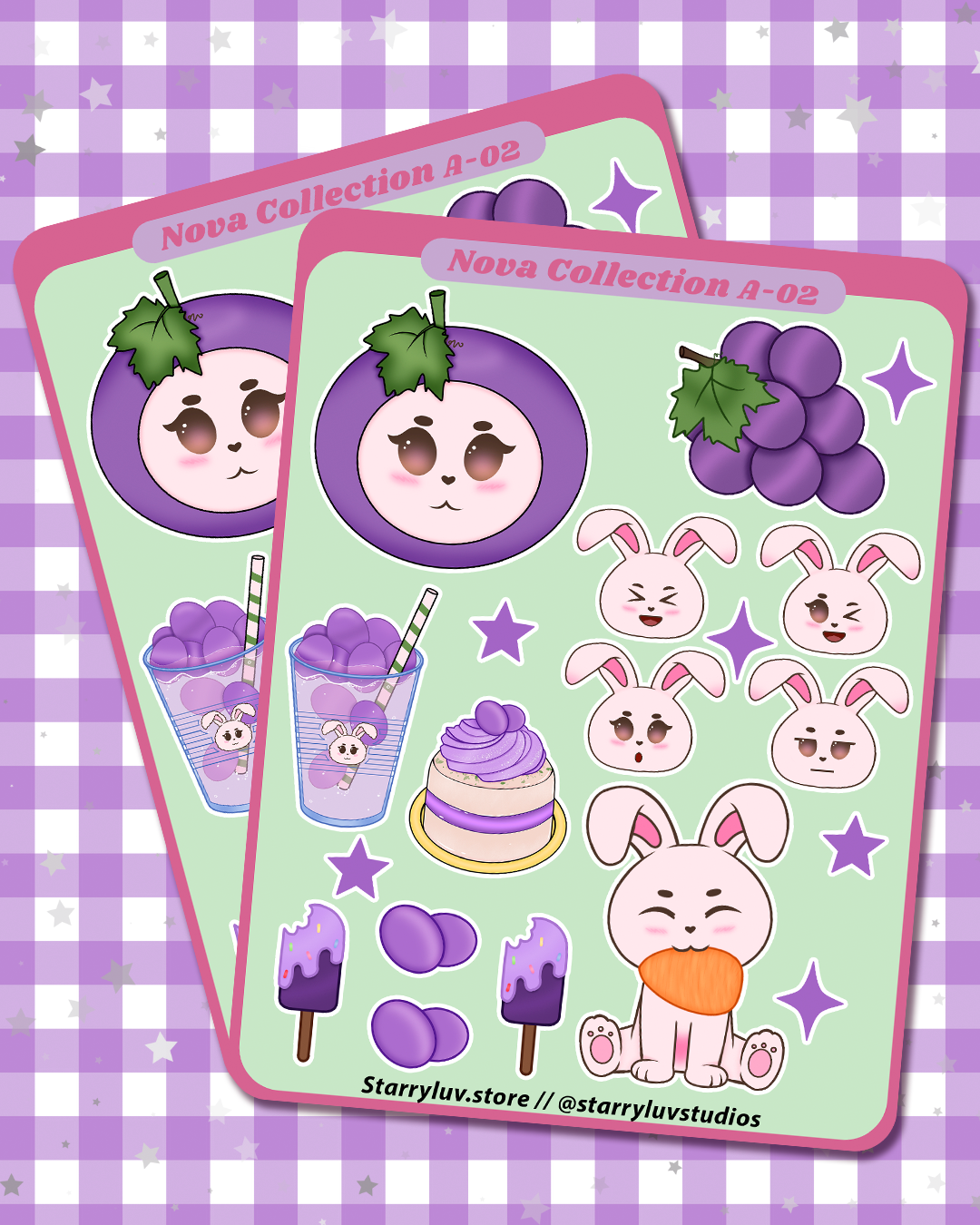 LUNA & Grape - Cute Stickers Sheet