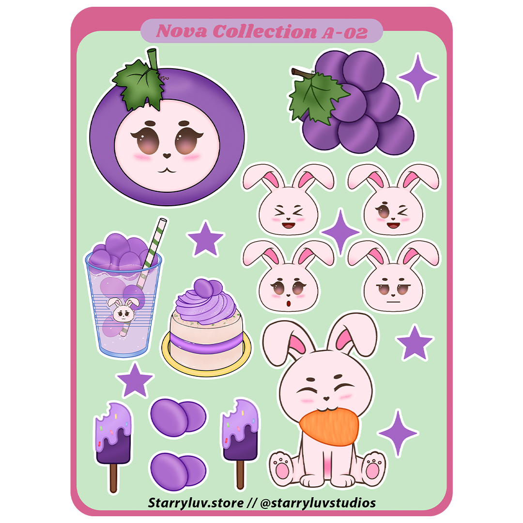 LUNA & Grape - Cute Stickers Sheet